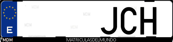 Imágen de matrícula de coche con letras JCH de España