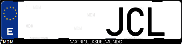 Imágen de matrícula de coche con letras JCL de España
