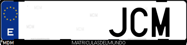 Imágen de matrícula de coche con letras JCM de España