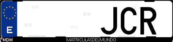 Imágen de matrícula de coche con letras JCR de España