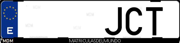 Imágen de matrícula de coche con letras JCT de España