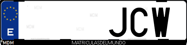 Imágen de matrícula de coche con letras JCW de España