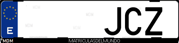Imágen de matrícula de coche con letras JCZ de España