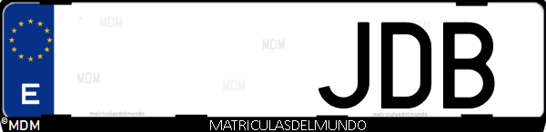 Imágen de matrícula de coche con letras JDB de España