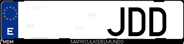 Imágen de matrícula de coche con letras JDD de España