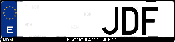 Imágen de matrícula de coche con letras JDF de España