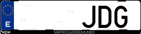 Imágen de matrícula de coche con letras JDG de España