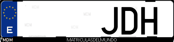 Imágen de matrícula de coche con letras JDH de España