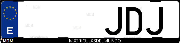 Imágen de matrícula de coche con letras JDJ de España