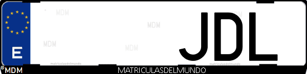 Imágen de matrícula de coche con letras JDL de España