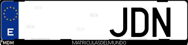 Imágen de matrícula de coche con letras JDN de España