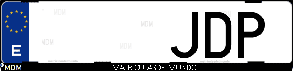 Imágen de matrícula de coche con letras JDP de España