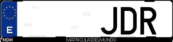 Imágen de matrícula de coche con letras JDR de España