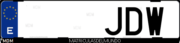 Imágen de matrícula de coche con letras JDW de España