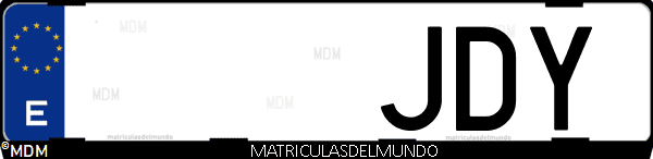 Imágen de matrícula de coche con letras JDY de España