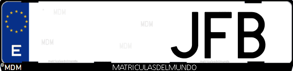 Imágen de matrícula de coche con letras JFB de España