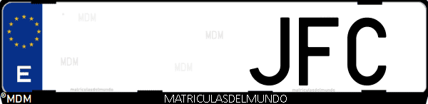 Imágen de matrícula de coche con letras JFC de España