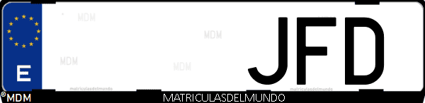 Imágen de matrícula de coche con letras JFD de España