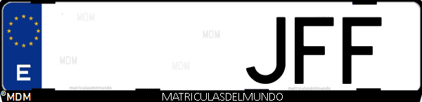Imágen de matrícula de coche con letras JFF de España