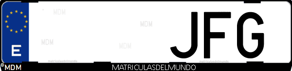 Imágen de matrícula de coche con letras JFG de España