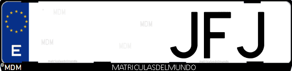 Imágen de matrícula de coche con letras JFJ de España