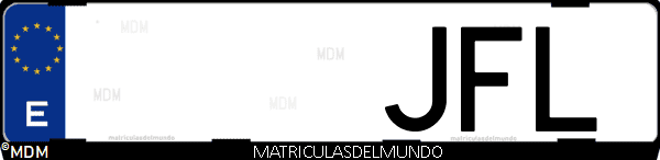 Imágen de matrícula de coche con letras JFL de España