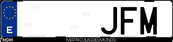Imágen de matrícula de coche con letras JFM de España