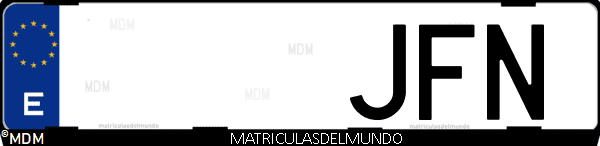 Imágen de matrícula de coche con letras JFN de España