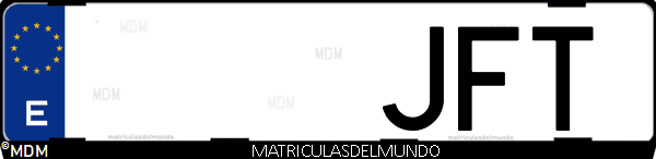 Imágen de matrícula de coche con letras JFT de España