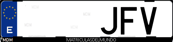 Imágen de matrícula de coche con letras JFV de España