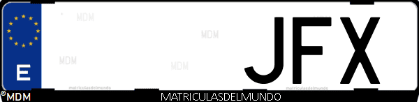 Imágen de matrícula de coche con letras JFX de España