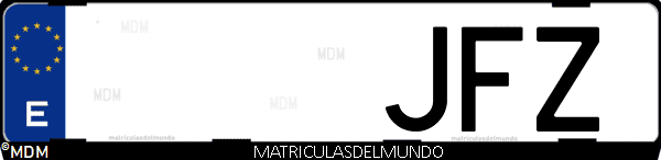 Imágen de matrícula de coche con letras JFZ de España