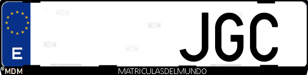 Imágen de matrícula de coche con letras JGC de España