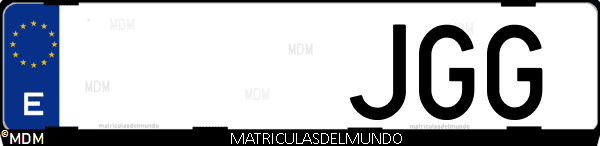Imágen de matrícula de coche con letras JGG de España