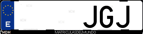 Imágen de matrícula de coche con letras JGJ de España