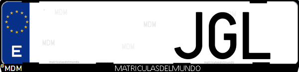 Imágen de matrícula de coche con letras JGL de España