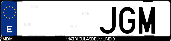 Imágen de matrícula de coche con letras JGM de España