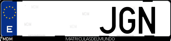 Imágen de matrícula de coche con letras JGN de España