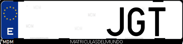 Imágen de matrícula de coche con letras JGT de España
