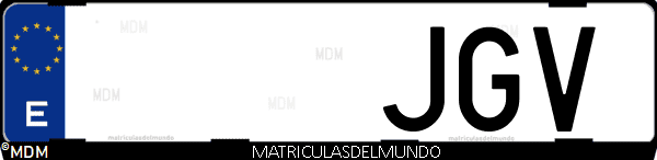 Imágen de matrícula de coche con letras JGV de España