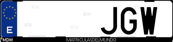 Imágen de matrícula de coche con letras JGW de España