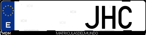 Imágen de matrícula de coche con letras JHC de España