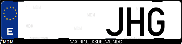 Imágen de matrícula de coche con letras JHG de España