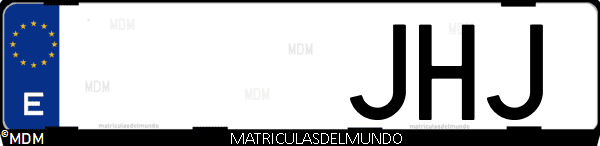Imágen de matrícula de coche con letras JHJ de España