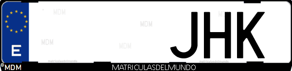 Imágen de matrícula de coche con letras JHK de España