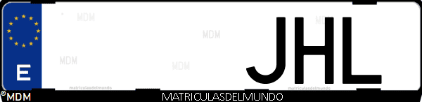 Imágen de matrícula de coche con letras JHL de España