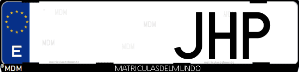 Imágen de matrícula de coche con letras JHP de España