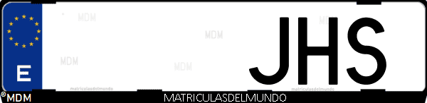 Imágen de matrícula de coche con letras JHS de España