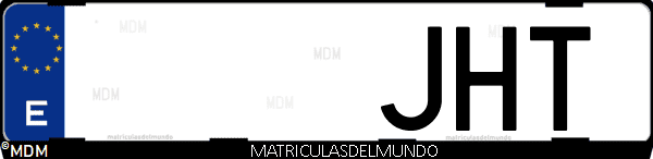 Imágen de matrícula de coche con letras JHT de España