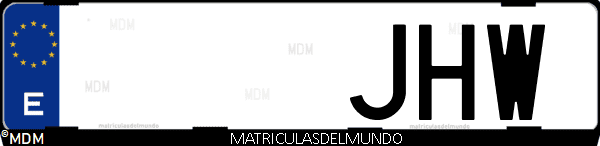 Imágen de matrícula de coche con letras JHW de España